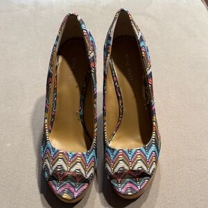Nine West Colorful Zigzag Peep Toe Heels